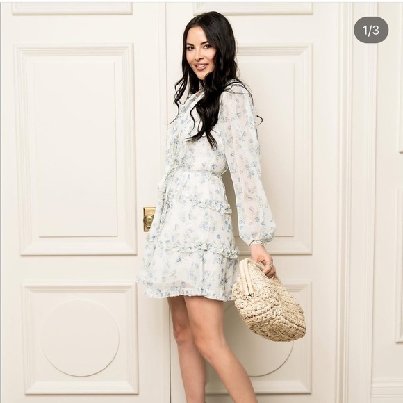 Rachel Parcell Long Sleeve Floral Dress Ruffle Mini - Picture 3 of 7